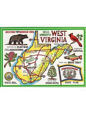 Vintage West Virginia Souvenir Postcard Wild Wonderful West Virginia Collection